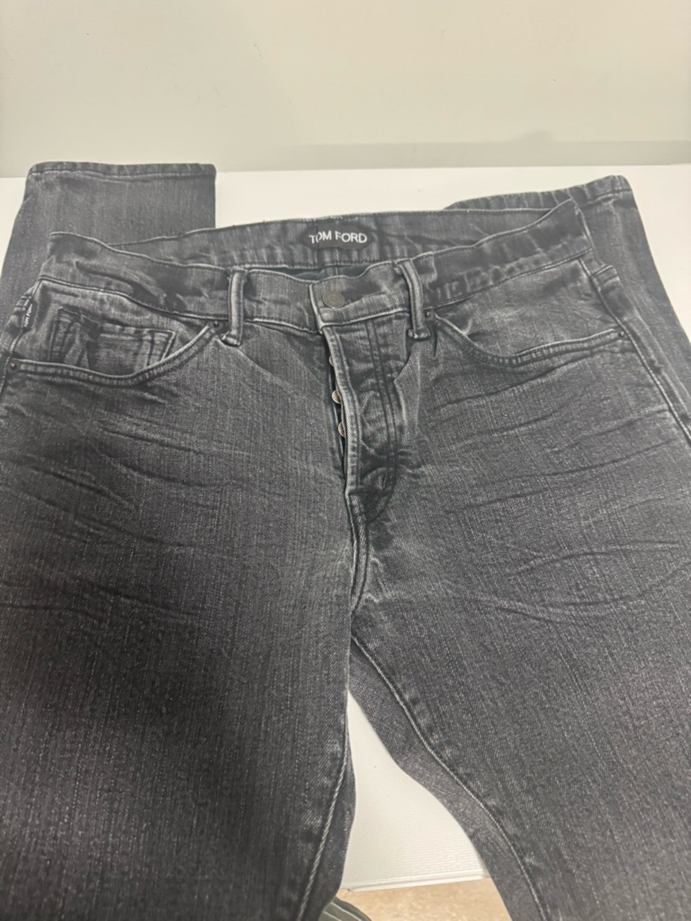 Tom Ford Faded Black Straight Slim Jeans